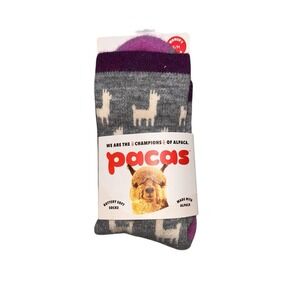 Pacas Womens Super Soft Durable Crew Socks Small Medium Purple Gray Alpacas 5-8